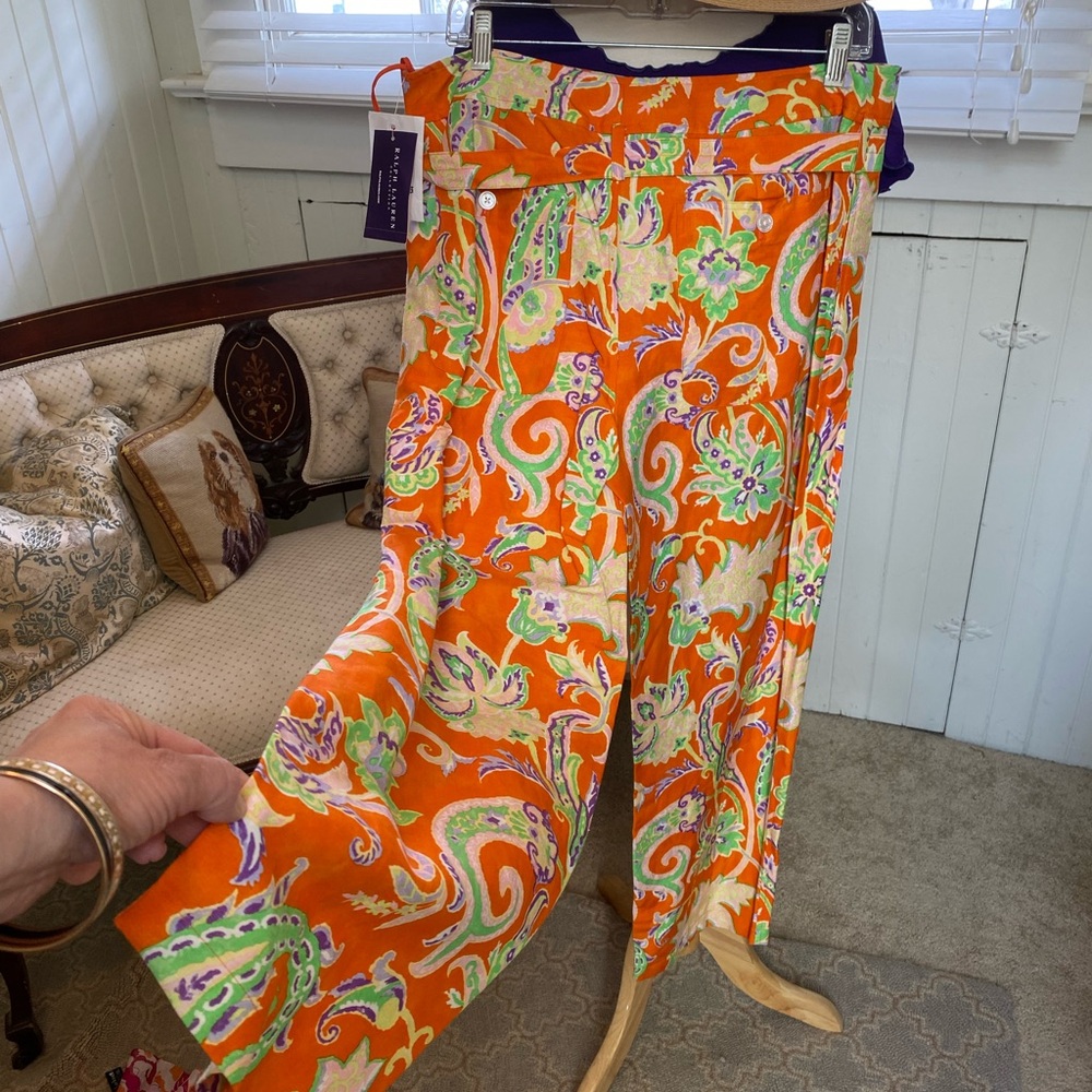 Ralph Lauren Collection Floral Orange Women's Pants